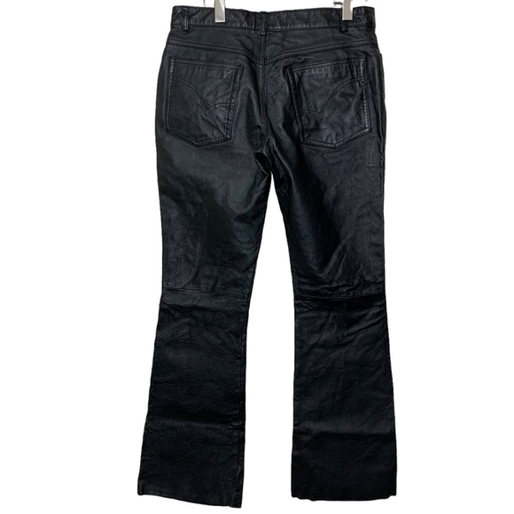 Fairweather Black Genuine Leather Pant Size 10 Motocycle Jeans Style Flare Leg - Picture 2 of 13